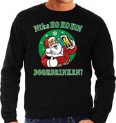 Foute Kersttrui / sweater - Niks ho ho ho doordrinken - peul bier / biertje - zwart voor heren - kerstkleding / kerst outfit XL