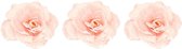 3x Roze roos kerstversiering clip decoratie 12 cm - Kerstboom rozen roze op clip 3 stuks