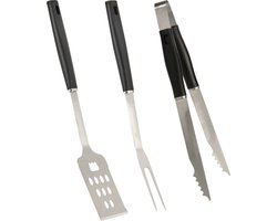 BBQ/barbecue gereedschap set 3-delig RVS - tang - vork - spatel