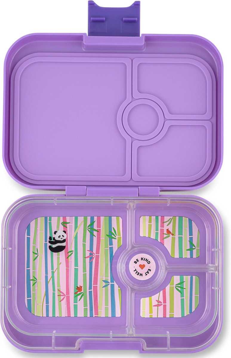 Yumbox Panino - lekvrije Bento box broodtrommel - 4 vakken - Dreamy paars / Panda tray