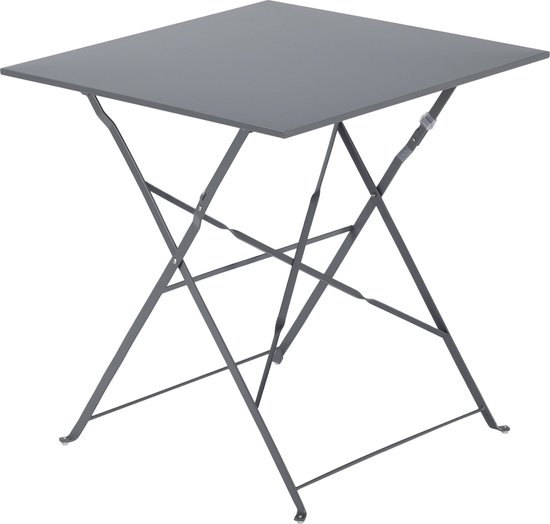 NATERIAL - tuintafel vierkant FLORA - 2 personen - bistrotafel 70 x 70 cm - opklapbaar - balkontafel - klaptafel - bijzettafel - staal - grijs