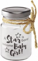 decoratielicht Little Star baby girl 8,5 cm glas
