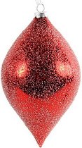 kerstbal Mirte druppel 22 cm glas rood