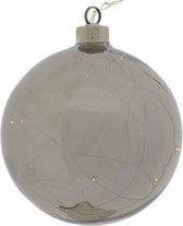 kerstbal Jarvia 10 leds 10 cm glas grijs