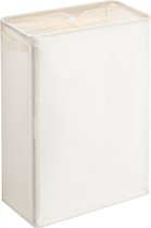Navaris stoffen wasmand afsluitbaar - Smalle wasbox met sluiting en handvat - 20 x 40 x 56 cm - Beige