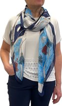 Langwerpige sjaal - deels zijde - print