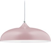 Relaxdays hanglamp retro - ronde pendellamp - woonkamerlamp metaal - hangende plafondlamp - roze