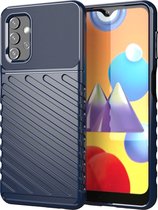 Mobigear Hoesje geschikt voor Samsung Galaxy A32 5G Telefoonhoesje Flexibel TPU | Mobigear Groove Backcover | Galaxy A32 5G Case | Back Cover - Blauw