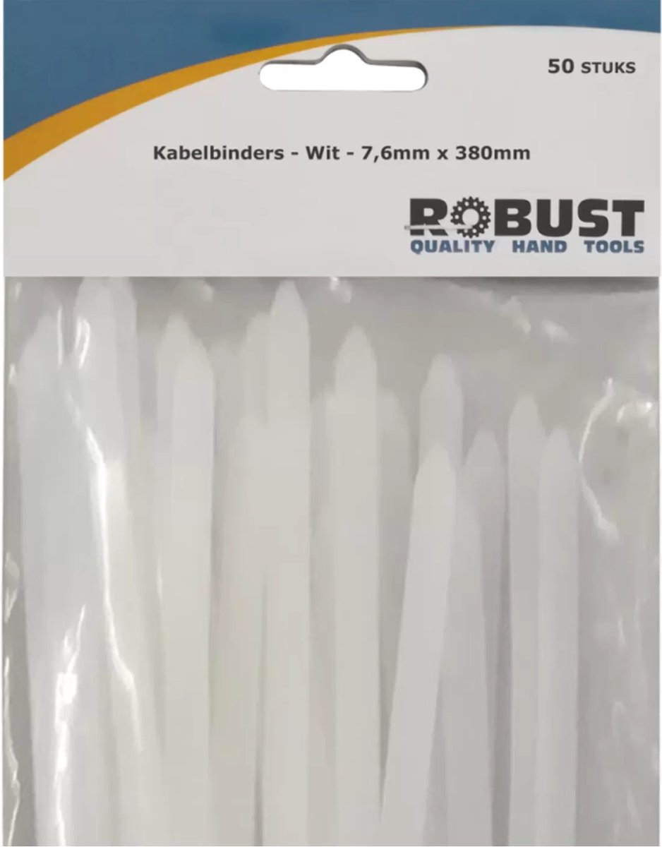 Robust Kabelbinders 50Stuks/Zak Wit 7,6mm x 380mm