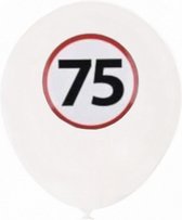 ballonnenset 75 jaar 20 cm latex wit 6-delig