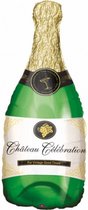 folieballon champagnefles 91 x 35 cm groen/goud