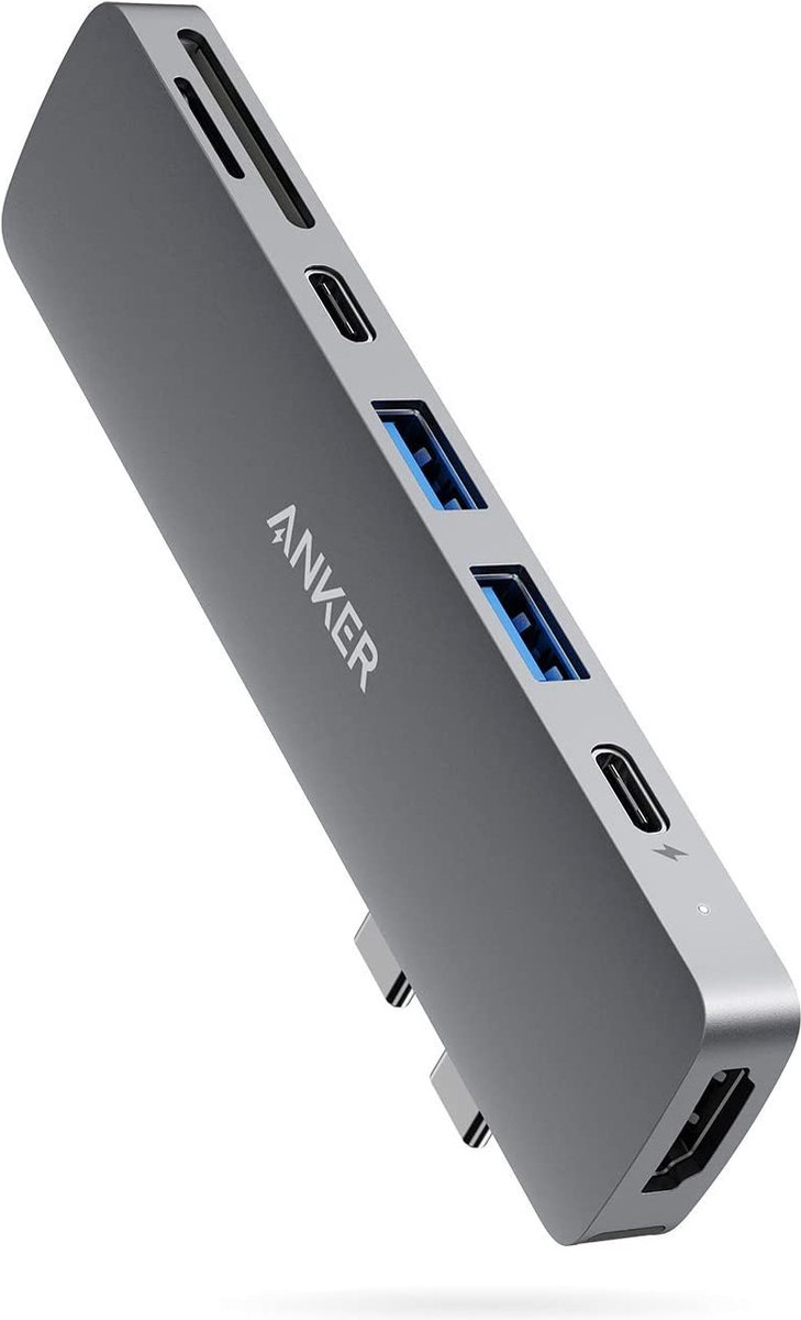 Anker PowerExpand Direct 7-in-2 USB-C-hub voor MacBook, USB-C-adapter met multifunctionele USB-C-poort (100W PD), 4K HDMI-poort, USB-C & USB-A 3.0 gegevensoverdracht, SD & microSD-geheugenkaartsleuf
