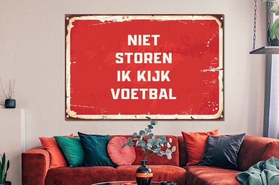 Décoration murale Métal - Peinture Aluminium Industrielle - Ne pas déranger je regarde le foot - Citations - Énonciations - Voetbal - 150x100 cm - Dibond - Photo sur aluminium - Décoration murale industrielle - Pour le salon / chambre