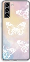 Case Company® - Samsung Galaxy S21 hoesje - White butterfly - Soft Cover Telefoonhoesje - Bescherming aan alle Kanten en Schermrand