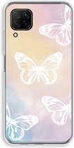 Case Company® - Huawei P40 Lite hoesje - White butterfly - Soft Cover Telefoonhoesje - Bescherming aan alle Kanten en Schermrand