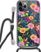 Case Company® - iPhone 11 Pro hoesje met Koord - Tropisch 2 - Telefoonhoesje met Zwart Koord - Extra Bescherming aan alle Kanten en Over de Schermrand