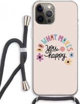 Case Company® - iPhone 12 Pro Max hoesje met Koord - Happy days - Telefoonhoesje met Zwart Koord - Extra Bescherming aan alle Kanten en Over de Schermrand