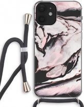 Case Company® - iPhone 12 mini hoesje met Koord - Roze stroom - Telefoonhoesje met Zwart Koord - Extra Bescherming aan alle Kanten en Over de Schermrand