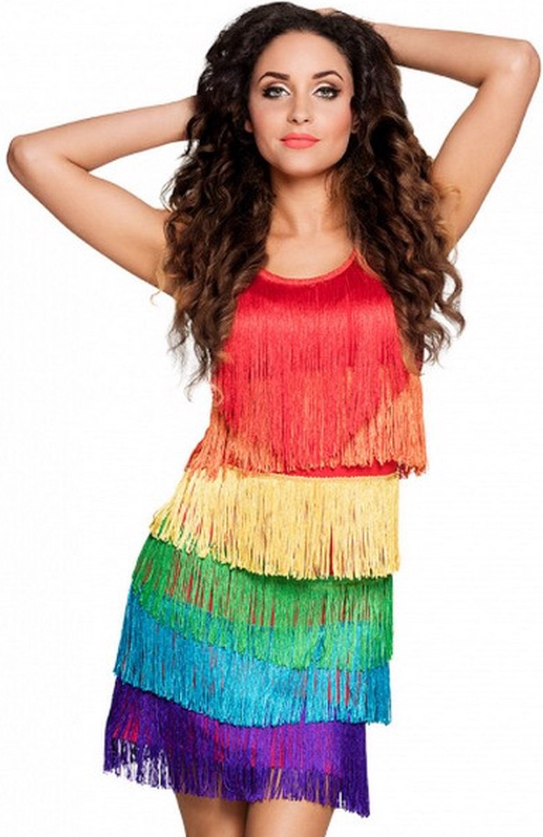 jurk Rainbow Flapper dames 105 cm polyester