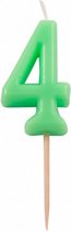 verjaardagskaars "4" wax 10 x 2,5 cm groen