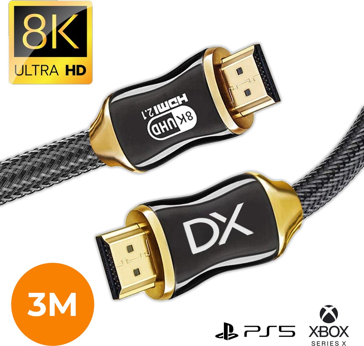 Douxe HDMI Kabel 2.1 - 4K Ultra High Speed (120hz) - HDMI Kabel 8K (60hz) - HDMI naar HDMI - 3 Meter - Douxe