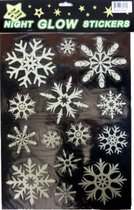 glow-stickers sneeuwvlokken 40 x 29,5 cm wit 14-delig