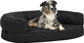 Hondenbed ergonomisch linnen-look 90x64 cm fleece zwart