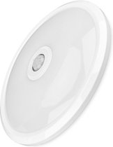 LED Plafondlamp met Sensor - Braytron Sensin - 15W - Warm Wit 3000K - Rond - Mat Wit - Aluminium