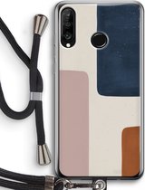 Case Company® - Huawei P30 Lite hoesje met Koord - Geo #5 - Telefoonhoesje met Zwart Koord - Bescherming aan alle Kanten en Over de Schermrand