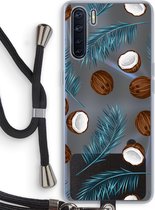 Case Company® - Oppo A91 hoesje met Koord - Kokosnoot - Telefoonhoesje met Zwart Koord - Bescherming aan alle Kanten en Over de Schermrand