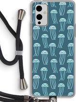 Case Company® - OnePlus 9 hoesje met Koord - Kwallie - Telefoonhoesje met Zwart Koord - Bescherming aan alle Kanten en Over de Schermrand