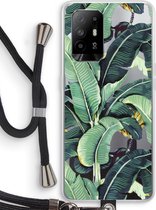 Case Company® - Oppo A94 5G hoesje met Koord - Bananenbladeren - Telefoonhoesje met Zwart Koord - Bescherming aan alle Kanten en Over de Schermrand