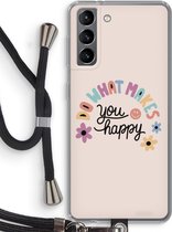 Case Company® - Samsung Galaxy S21 hoesje met Koord - Happy days - Telefoonhoesje met Zwart Koord - Bescherming aan alle Kanten en Over de Schermrand