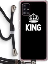 Case Company® - Samsung Galaxy A51 5G hoesje met Koord - King zwart - Telefoonhoesje met Zwart Koord - Bescherming aan alle Kanten en Over de Schermrand