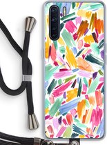 Case Company® - Oppo A91 hoesje met Koord - Watercolor Brushstrokes - Telefoonhoesje met Zwart Koord - Bescherming aan alle Kanten en Over de Schermrand