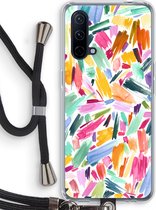 Case Company® - OnePlus Nord CE 5G hoesje met Koord - Watercolor Brushstrokes - Telefoonhoesje met Zwart Koord - Bescherming aan alle Kanten en Over de Schermrand