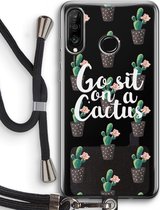 Case Company® - Huawei P30 Lite hoesje met Koord - Cactus quote - Telefoonhoesje met Zwart Koord - Bescherming aan alle Kanten en Over de Schermrand