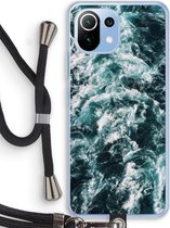 Case Company® - Xiaomi Mi 11 Lite hoesje met Koord - Zee golf - Telefoonhoesje met Zwart Koord - Bescherming aan alle Kanten en Over de Schermrand