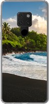 Geschikt voor Huawei P40 Lite hoesje - Een zwart zandstrand van Hawaii - Siliconen Telefoonhoesje