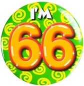 button I'm 66 staal 5,5 cm groen/geel/oranje