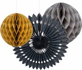 honeycombs Classy papier zwart/geel/grijs 3-delig