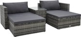 Medina 5-delige Loungeset met kussens poly rattan grijs