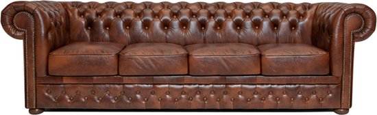 Chesterfield Bank First Class Leer | 4-zits | Cloudy Oud Bruin | 2 tot 4 weken levertijd