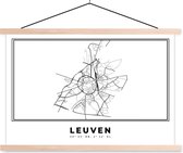 Porte-affiche avec affiche - Affiche scolaire - Plan de la ville - Zwart et Wit - Carte - Louvain - België - Carte - 120x80 cm - lattes vierges