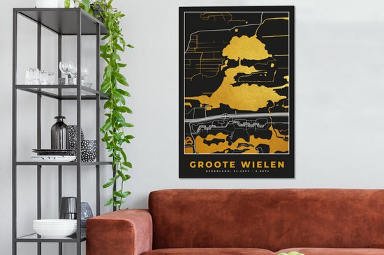 Peinture sur toile Groote Roues - Pays- Nederland - Carte - Plan d'étage - Plan de la ville - 90x140 cm - Décoration murale