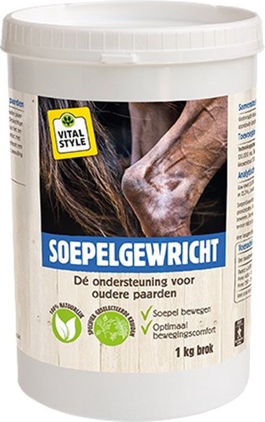 Foto: Vitalstyle soepelgewricht paarden supplement d ondersteuning voor oudere paarden met o a duivelsklauw silicium 1 kg