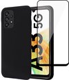 Coque Samsung A33 5G + Protecteur d'écran Samsung A33 5G - Tempered Glass plein écran - Coque arrière liquide Zwart