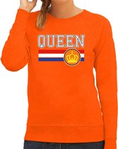 Koningsdag sweater Queen - oranje - dames - koningsdag outfit / kleding L