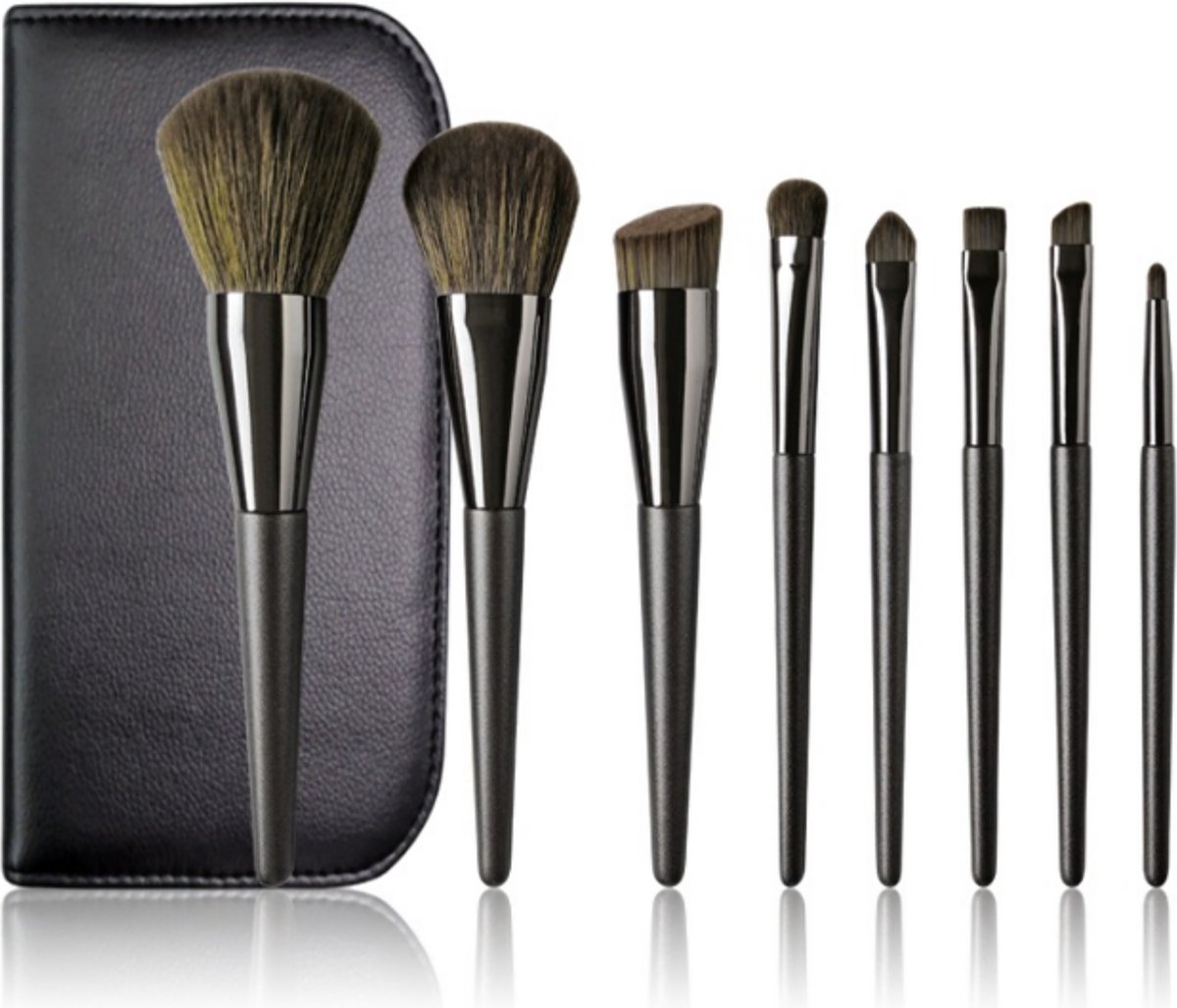 YUBBI™ Professionele Make Up Kwasten - Gezichtsborstels - 8 delige Kwastenset - Visagie - Zwart - 8 Stuks - Allround Makeup Brush Set