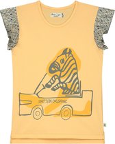 Smitten Organic - Safari ruffle korte mouwen T-shirt met 'zebra gids' print